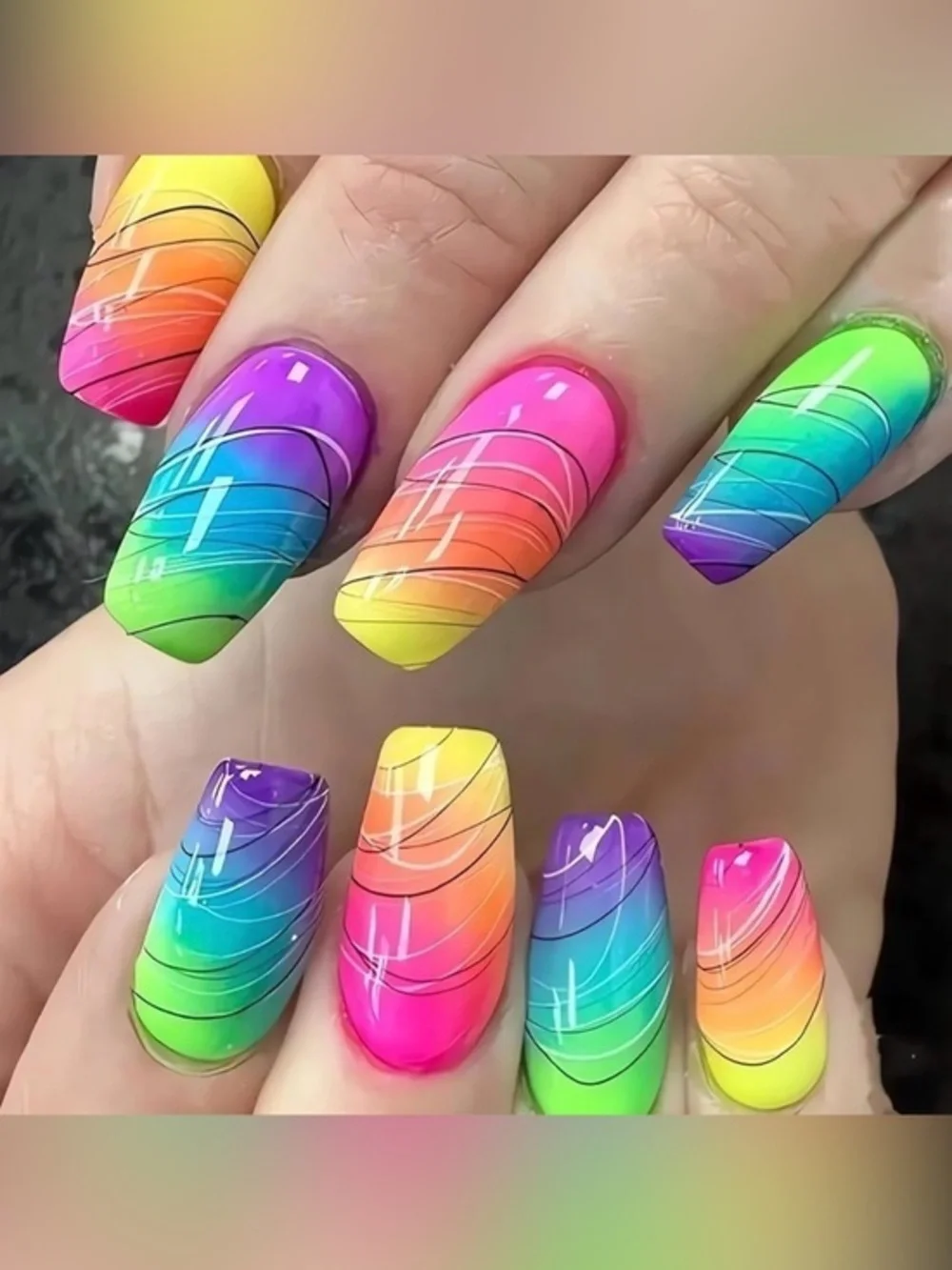 Colorful Fake Press On Nails NWT